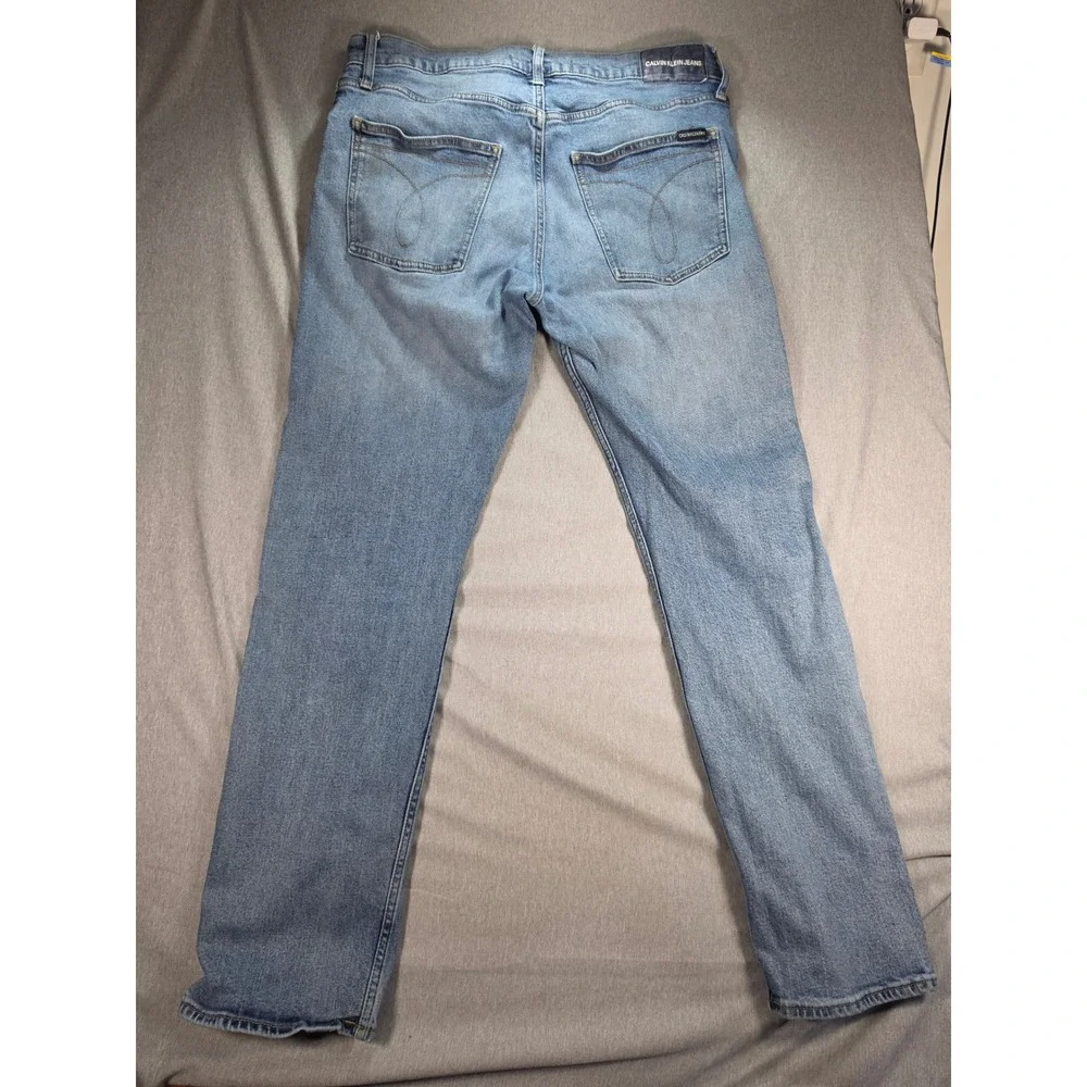 Calvin Klein Jeans Mens 34x32 Light Wash Straight Leg Denim Blue Pants W34 L32
